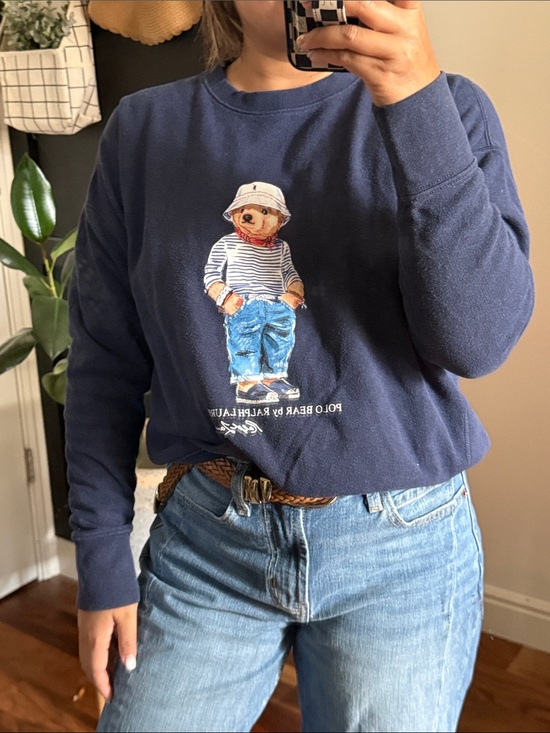 Polo Ralph Lauren Tops - Polo Ralph Lauren Crewneck Polo Bear Fleece Sweatshirt in Navy. S
